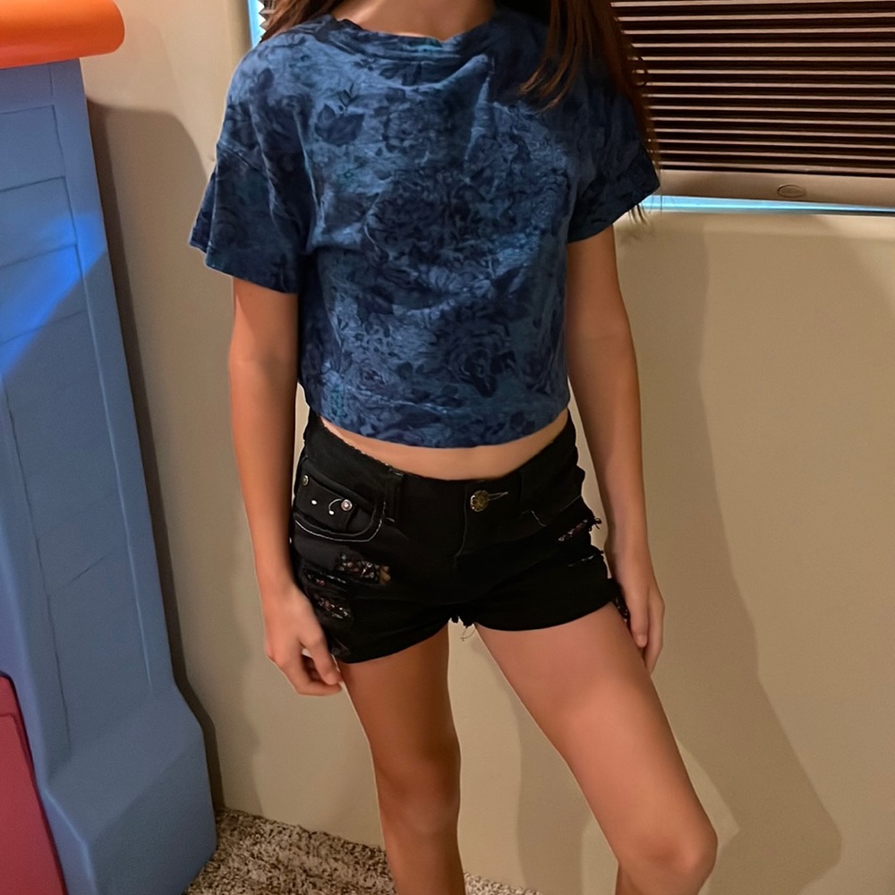 Old navy blue flower crop top for girls size 8